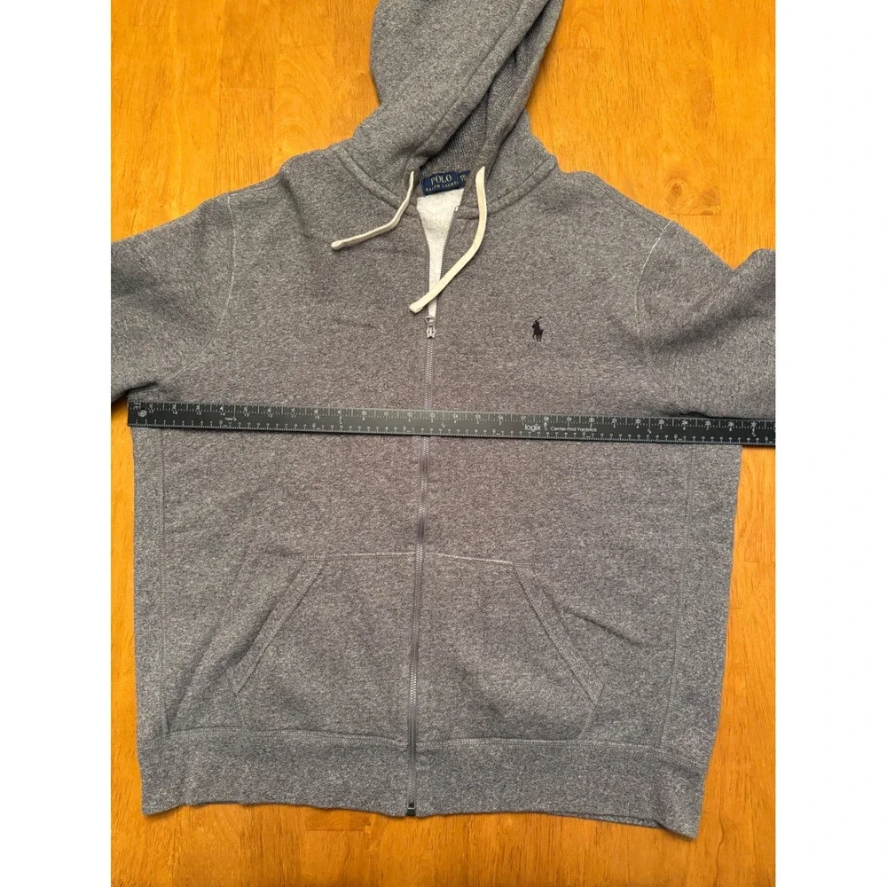Polo Ralph Lauren Mens XXL Full Zip Hoodie Heather Grey Fleece Pony Logo Jacket